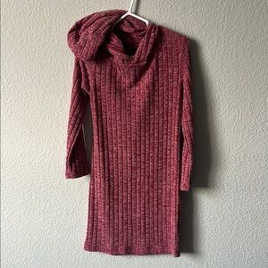 Girl’s Ribbed Knit Sweater Dress - Red